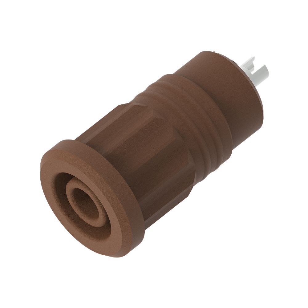 Electro PJP Brown Female Banana Socket, 4 mm Connector, Press Fit Termination, 25A, 1kV, Nickel Plating
