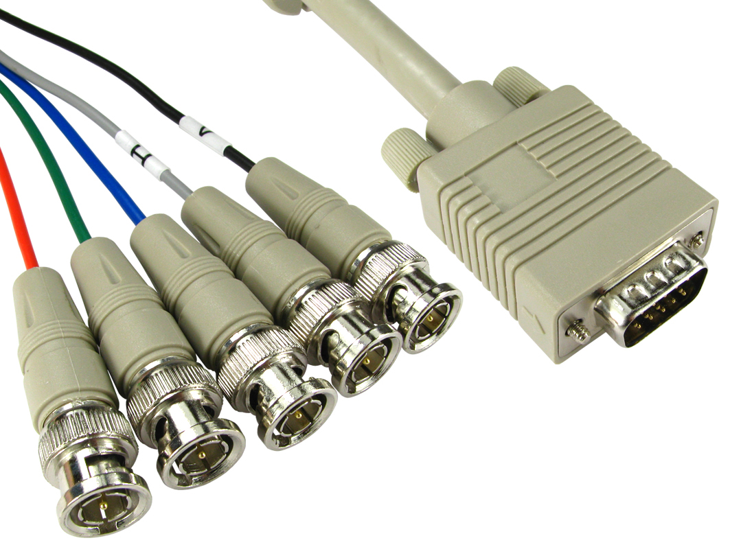 RS PRO Male VGA to Male BNC x 5 Cable, 2m Grey