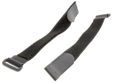RS PRO Cable Tie, Hook and Loop, 310mm x 20 mm, Black Nylon, Pk-5