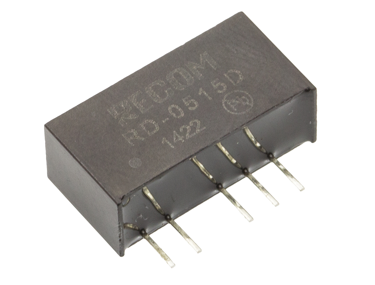 Recom RD DC-DC Converter, ±15V dc/ ±66mA Output, 4.5 → 5.5 V dc Input, 2W, Through Hole, +85°C Max Temp -40°C