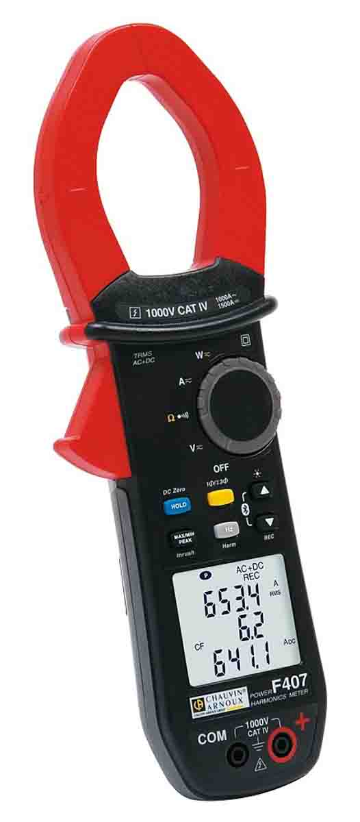 Chauvin Arnoux F407 Clamp Meter Bluetooth, 1500A dc, Max Current 1000A ac CAT III 1000V