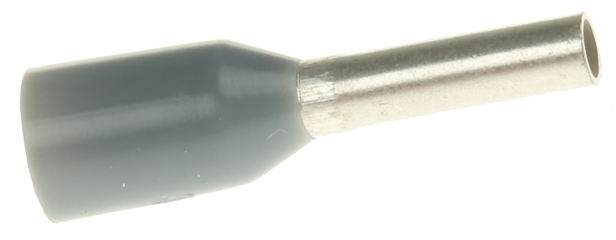 TE Connectivity Insulated Crimp Bootlace Ferrule, 6mm Pin Length, 1.2mm Pin Diameter, 0.75mm² Wire Size, Grey