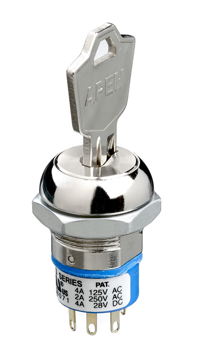 APEM Keylock Switch, DPDT, 4 A 2-Way Common-Key