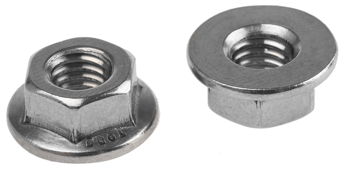 RS PRO Stainless Steel Flanged Hex Nut, DIN 6923, M6