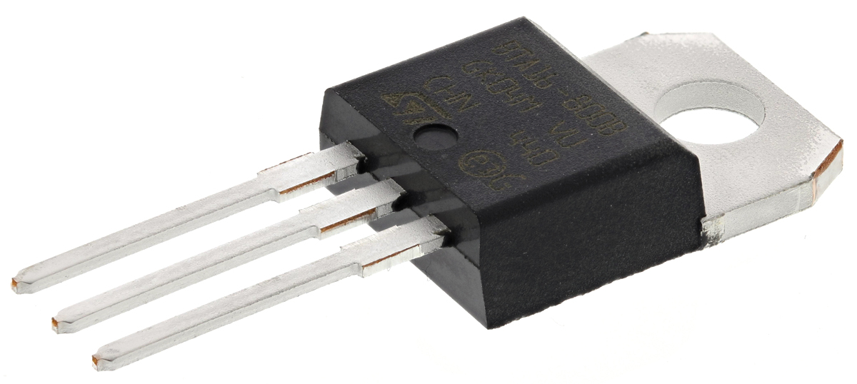 STMicroelectronics Through Hole, 3-pin, TRIAC, 800V, Gate Trigger 1.3V 800V