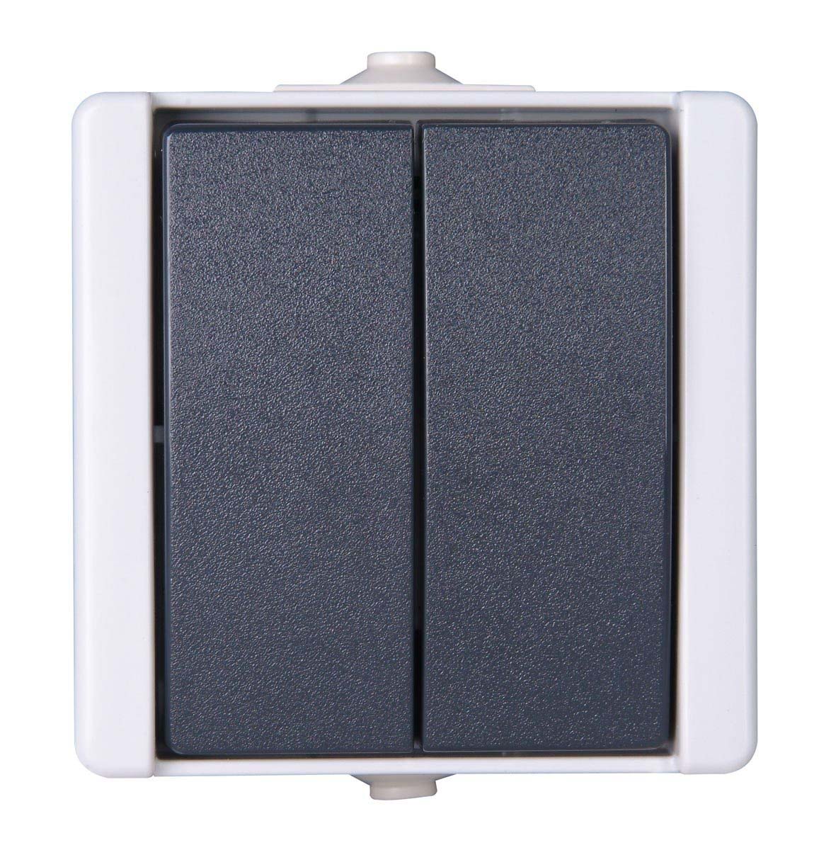 Kopp Grey Rocker Light Switch, 1 Way, 2 Gang