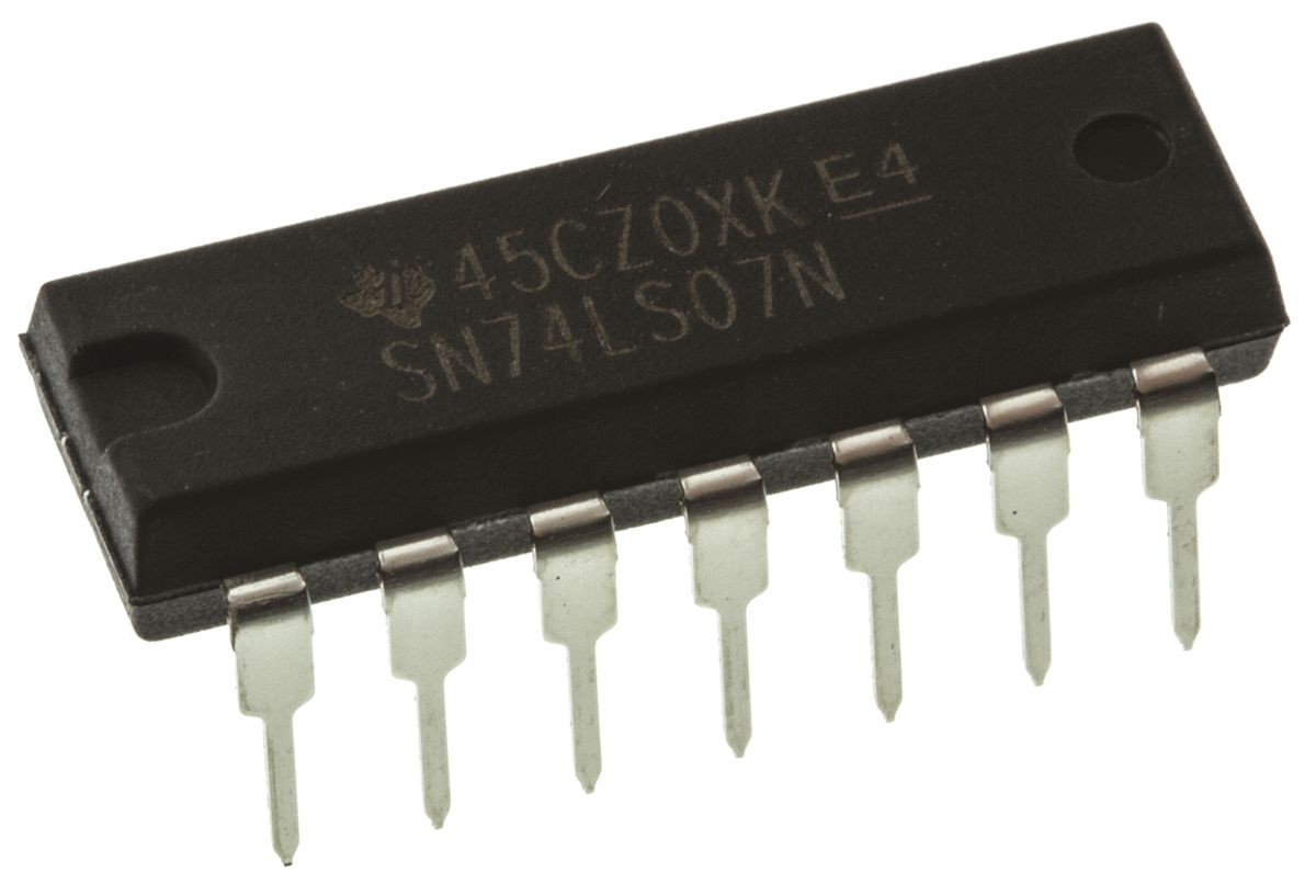 Texas Instruments SN74LS07N Hex-Channel Buffer & Line Driver, Open Collector, 14-Pin PDIP