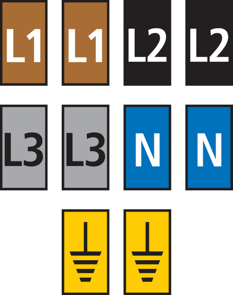 HellermannTyton WIC1 Snap On Cable Markers, assorted colours, Pre-printed "EARTH, L1, L2, L3, N", 2 → 2.8mm