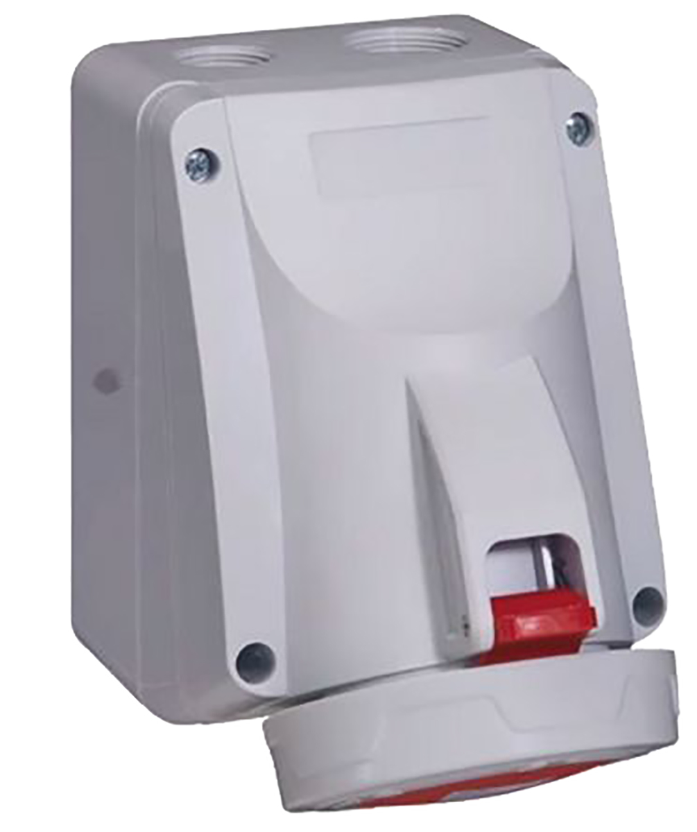 Legrand IP67 Red Wall Mount 3P + N + E Right Angle Industrial Power Socket, Rated At 63A, 415 V