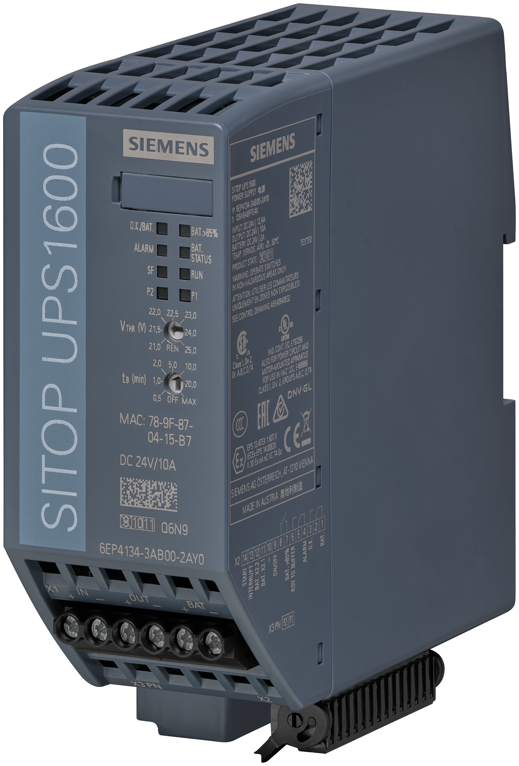 Siemens 22 → 29V dc Input DIN Rail Mount Uninterruptible Power Supply (240W)