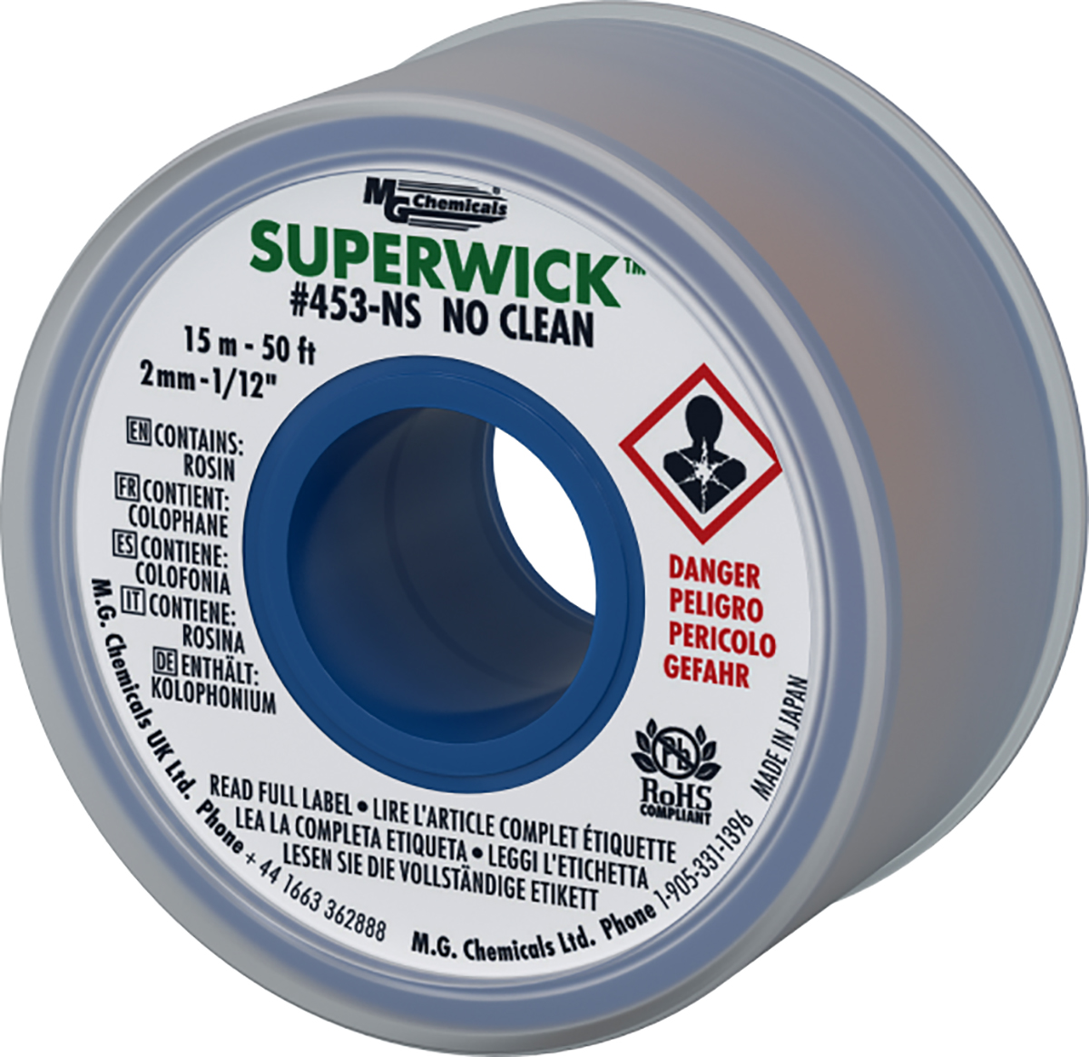Super Wick SUPERWICK 453-NS 15m No Clean Desoldering Braid, Width 2mm