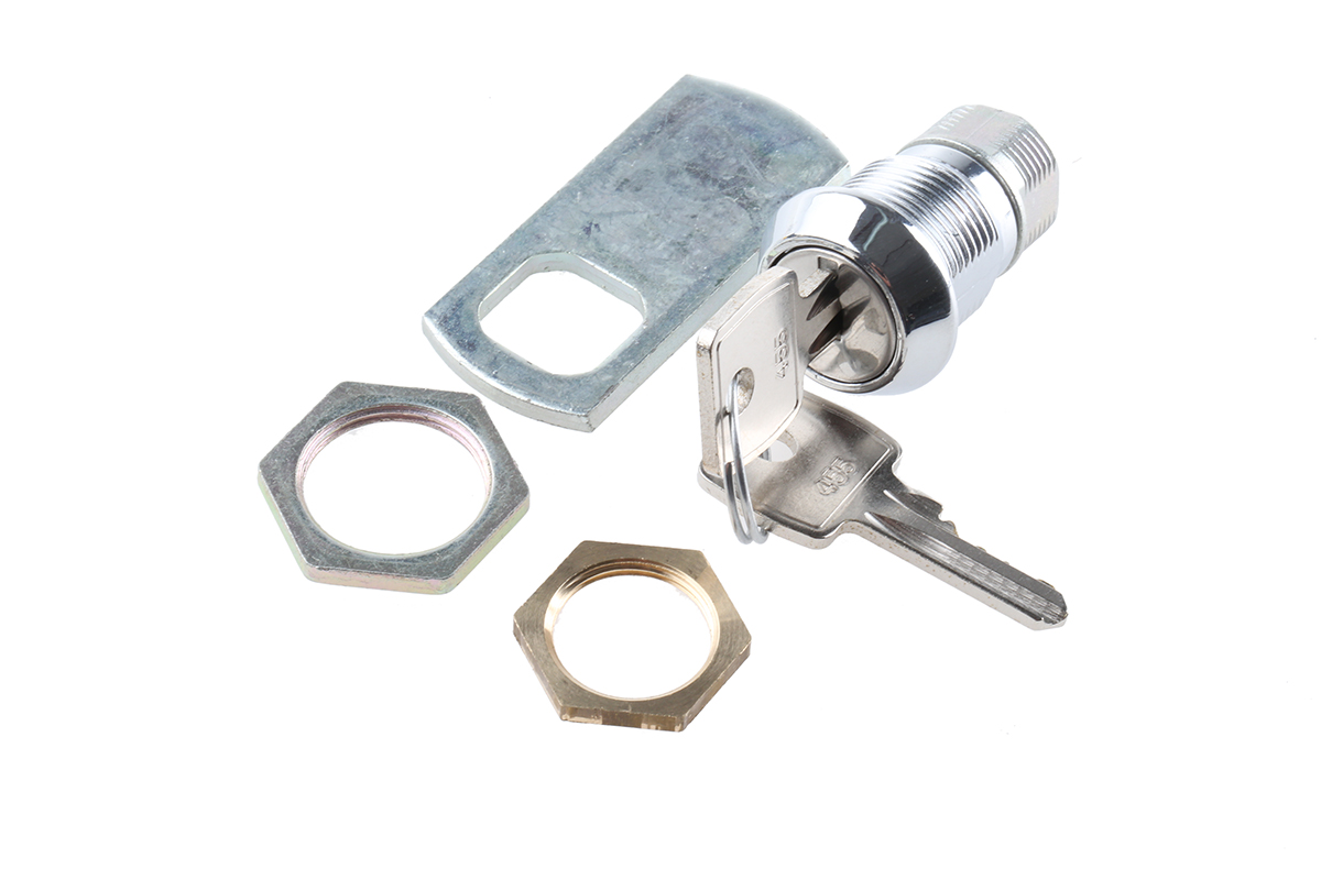 Euro-Locks a Lowe & Fletcher group Company Camlock, 19mm Panel-to-Tongue, 20.1 x 17.6mm Cutout, Key Unlock