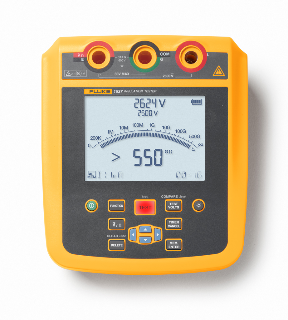Fluke 1537 Insulation Tester, 250V Min, 2500V Max, CAT IV 600V - RS Calibration