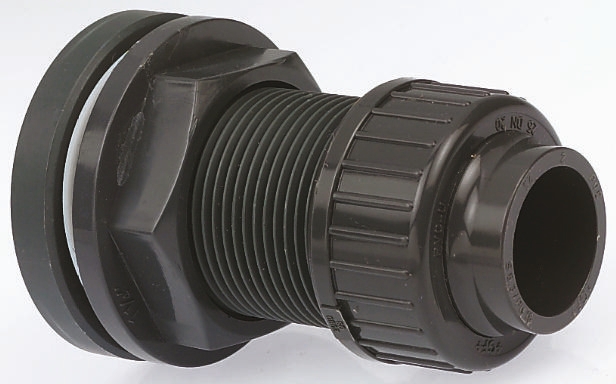 Georg Fischer Plastic Pipe Fitting, Straight Tank Adapter, 63mm to Cement 63mm