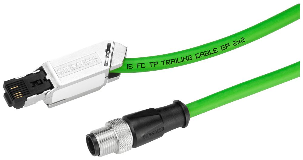 Siemens, 3m Cat5e, Green M12 to Female RJ45, Aluminium foil with a braided tin-plated copper wire screen Shielded,