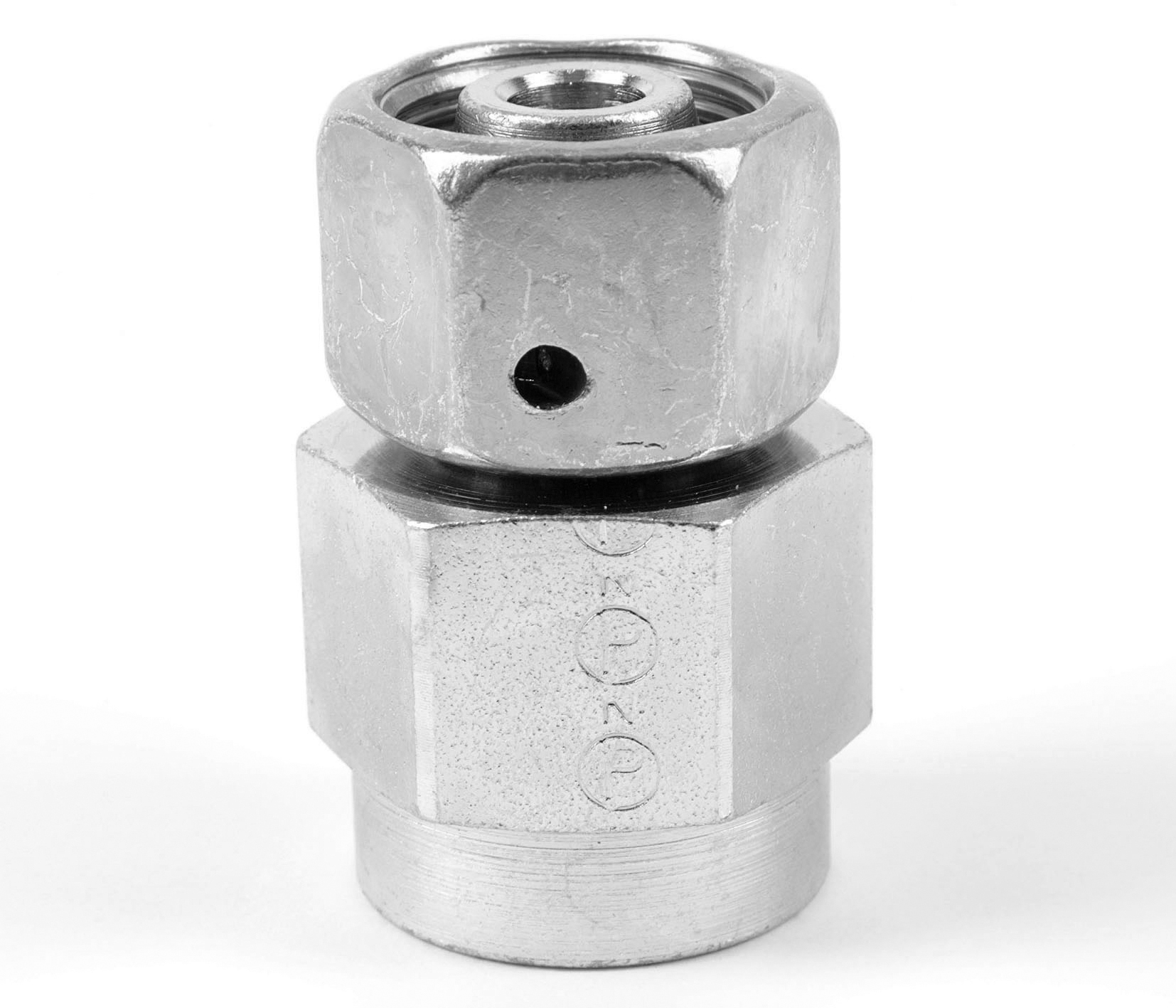 Parker Straight Male 24° DIN Metric Flareless Swivel to Female BSPP, MAVE08SR1/4CF