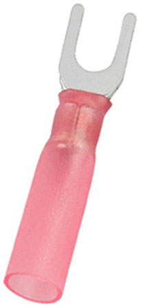 RS PRO Insulated Crimp Spade Connector, 0.5mm² to 1.5mm², 22AWG to 16AWG, M3.7 (#6) Stud Size HDPE, Red