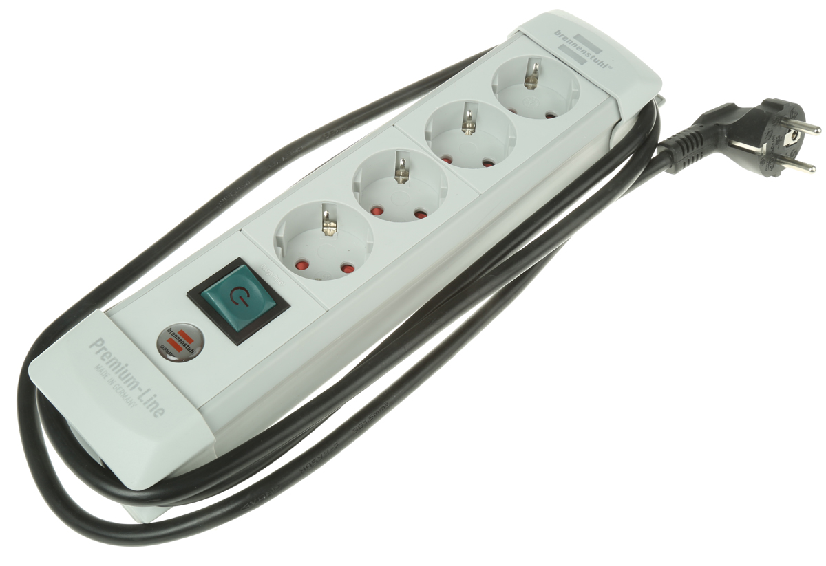 brennenstuhl 1.8m 4 Socket Type F - German Schuko Extension Lead, 230 V, IP20