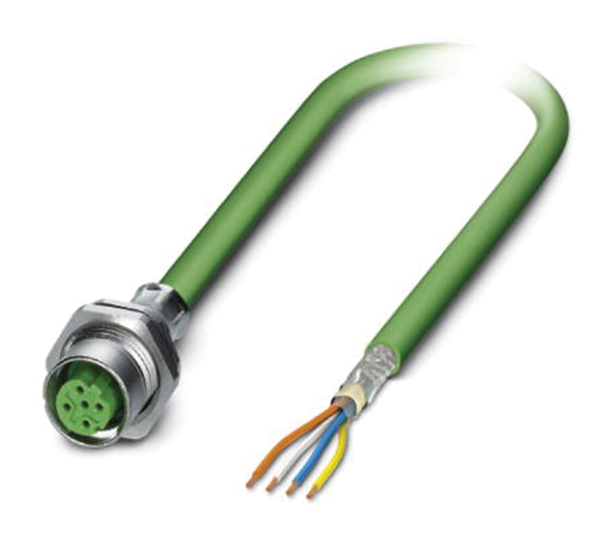 Phoenix ContactSACCBP, 1m Cat5, Green M12 to Female Unterminated Shielded, Terminated PUR Sheath