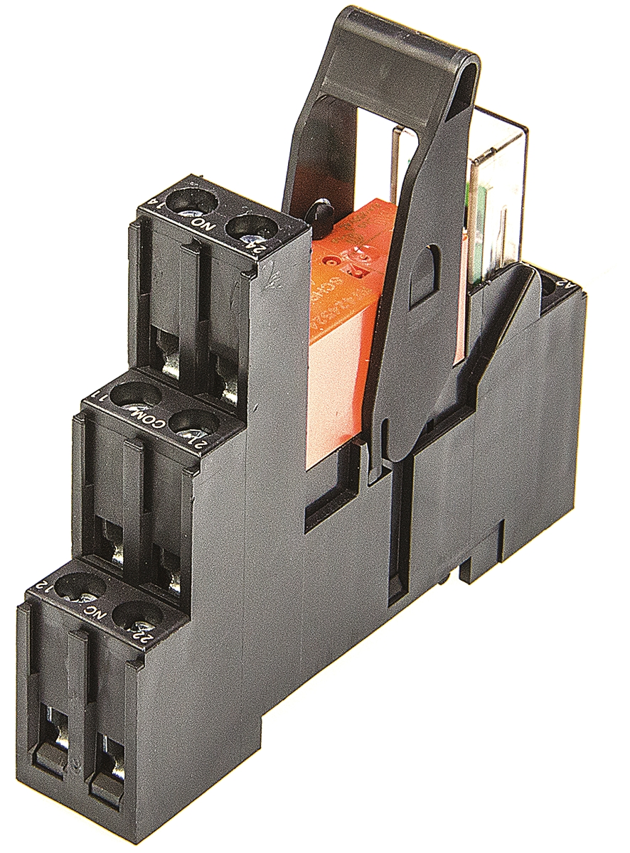 TE Connectivity RT Series Interface Relay, DIN Rail Mount, 24V ac Coil, DPDT, 2-Pole