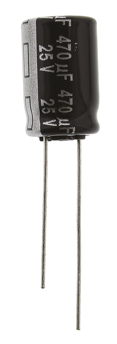 Panasonic 470μF Aluminium Electrolytic Capacitor 25V dc, Radial, Through Hole - EEUEB1E471