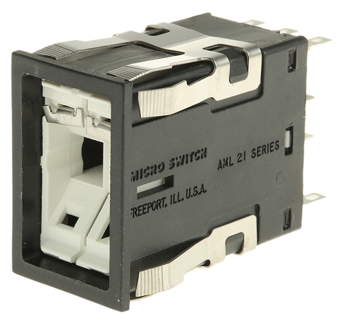 Honeywell Push Button Switch, Latching, Panel Mount, DPDT
