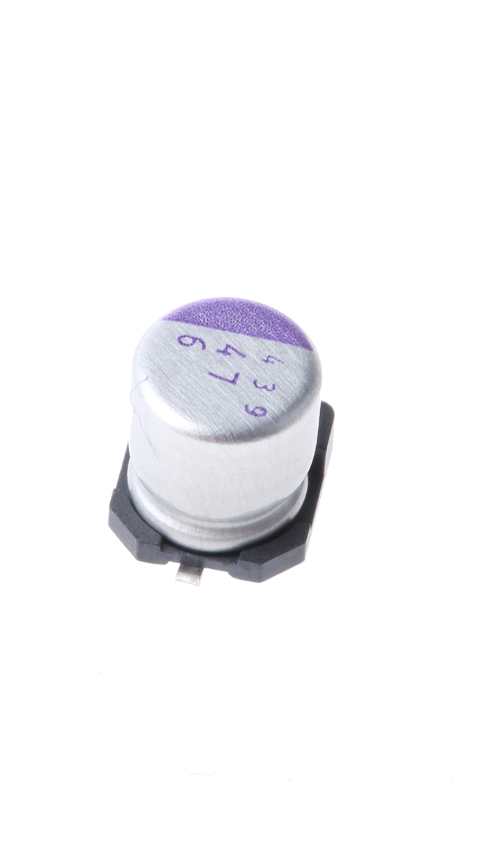 Panasonic 47μF Surface Mount Polymer Capacitor, 6.3V dc