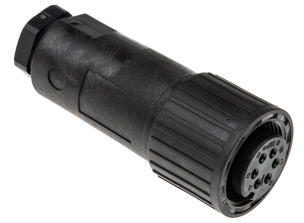 Hirschmann, Silver 6 Way Cable Mount MIL Spec Circular Connector PlugBlack, Socket Contacts, Screw Coupling,