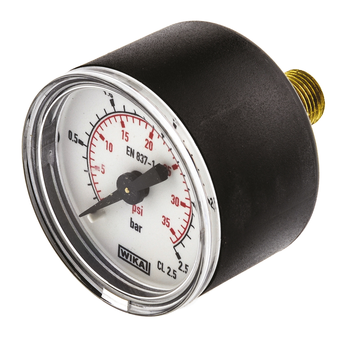 WIKA Analogue Pressure Gauge 2.5bar Back Entry 40mm Outside Diameter, UKAS