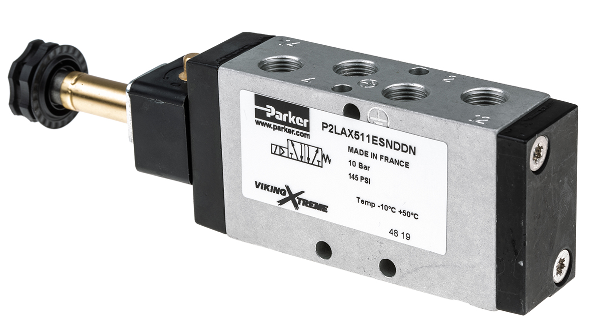 Parker 5/2 Pneumatic Solenoid Valve - Solenoid/Spring G 1/8 Viking Xtreme Series