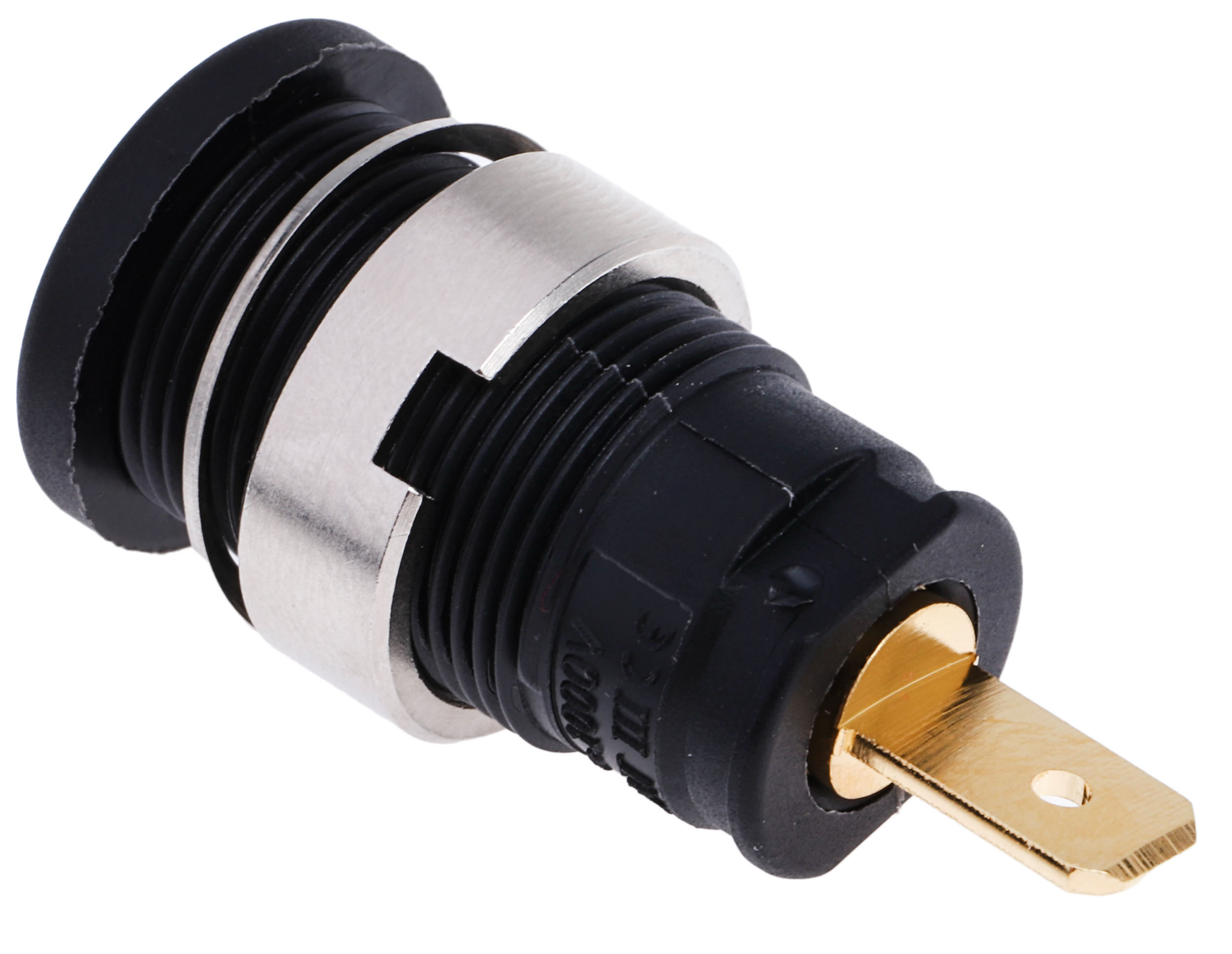 Hirschmann Test & Measurement Black Female Banana Socket, 4 mm Connector, Tab Termination, 25A, 1000V ac/dc, Gold