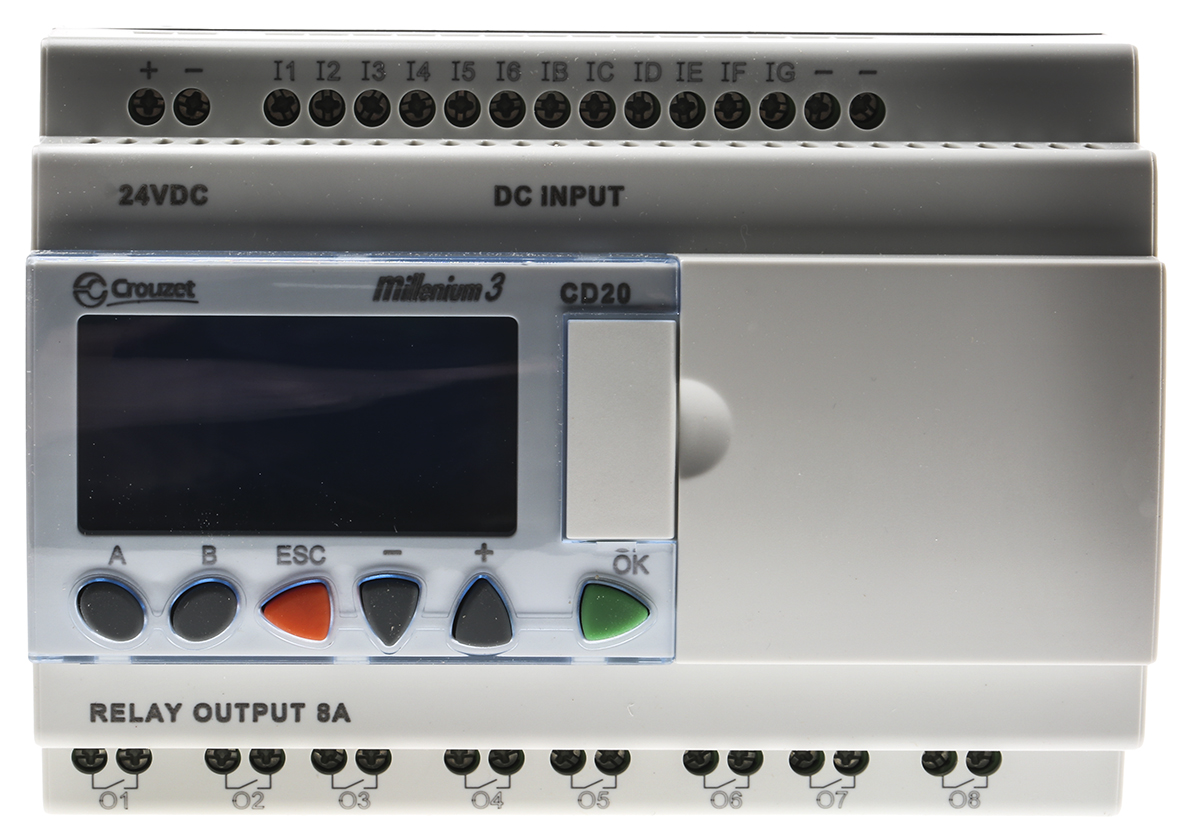 Crouzet Millenium 3 Series Logic Module, 24 V dc Supply, Relay Output, 12-Input, Analogue, Digital Input