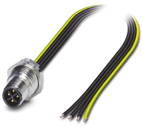 Phoenix Contact Straight Male 4 way M12 to Unterminated Sensor Actuator Cable, 5m