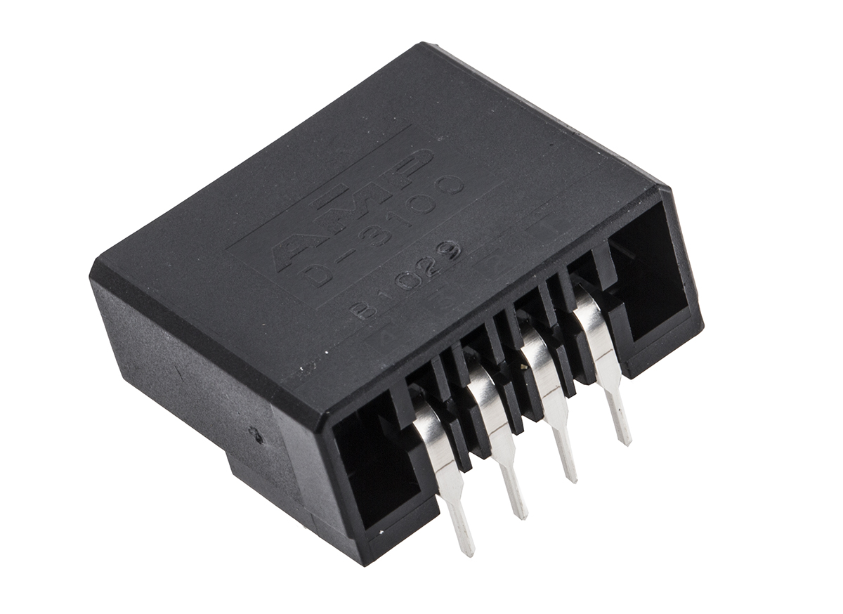 TE Connectivity Dynamic 3000 Series Right Angle Through Hole PCB Header, 4 Contact(s), 3.81 mm Pitch, 1 Row, Shrouded