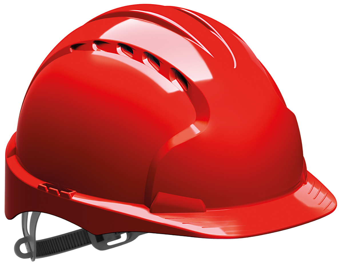JSP EVO3 Red Safety Helmet, AdjustableVentilated