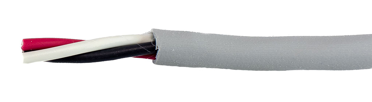 Alpha Wire Ecogen Ecocable Mini Control Cable, 3 Cores, 0.24 mm² 24 AWG, Screened, 30 m, Grey Modified Polyphenylene