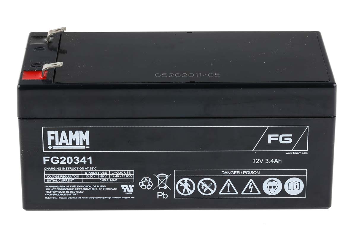 Fiamm 12V Faston F1 Sealed Lead Acid Battery, 3.4Ah