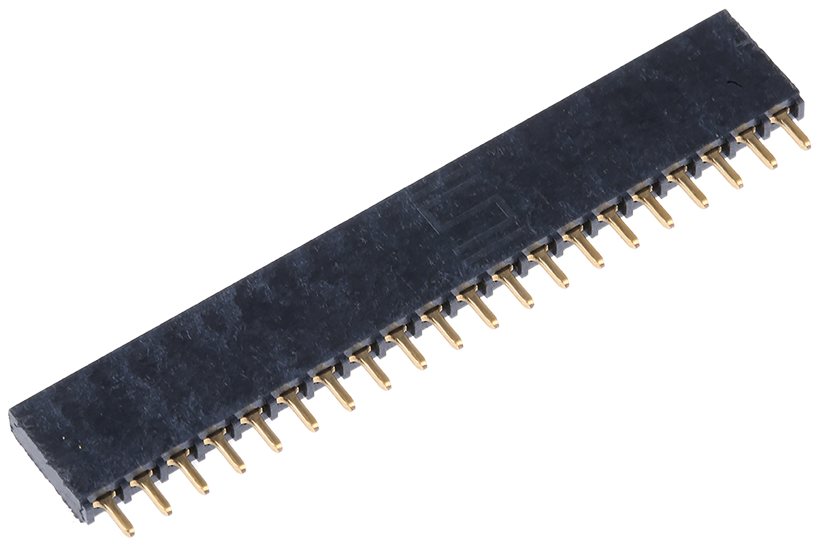 Samtec SSQ Series Straight Through Hole Mount PCB Socket, 20-Contact, 1-Row, 2.54mm Pitch, Solder Termination