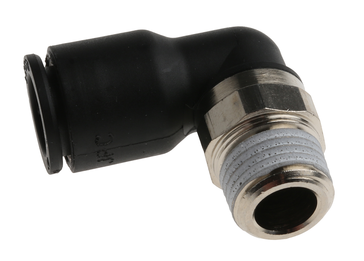 Legris LF3000 Series Elbow Threaded Adaptor, R 1/4 Male to Push In 10 mm, Threaded-to-Tube Connection Style