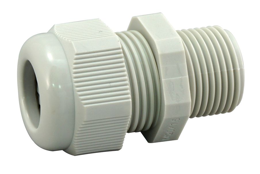RS PRO Grey Nylon Cable Gland, M20 Thread, 10mm min., 14mm max.