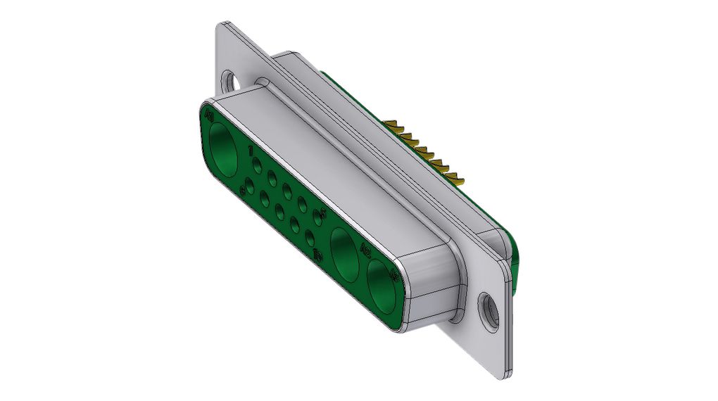Deltron Connectors DTS 9 Way Right Angle D-sub Connector Socket, with Screw Locks