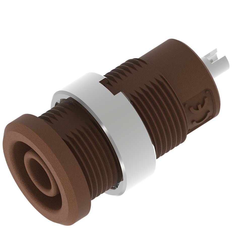 Electro PJP Brown Female Banana Socket, 4 mm Connector, Solder Termination, 25A, 1kV, Nickel Plating