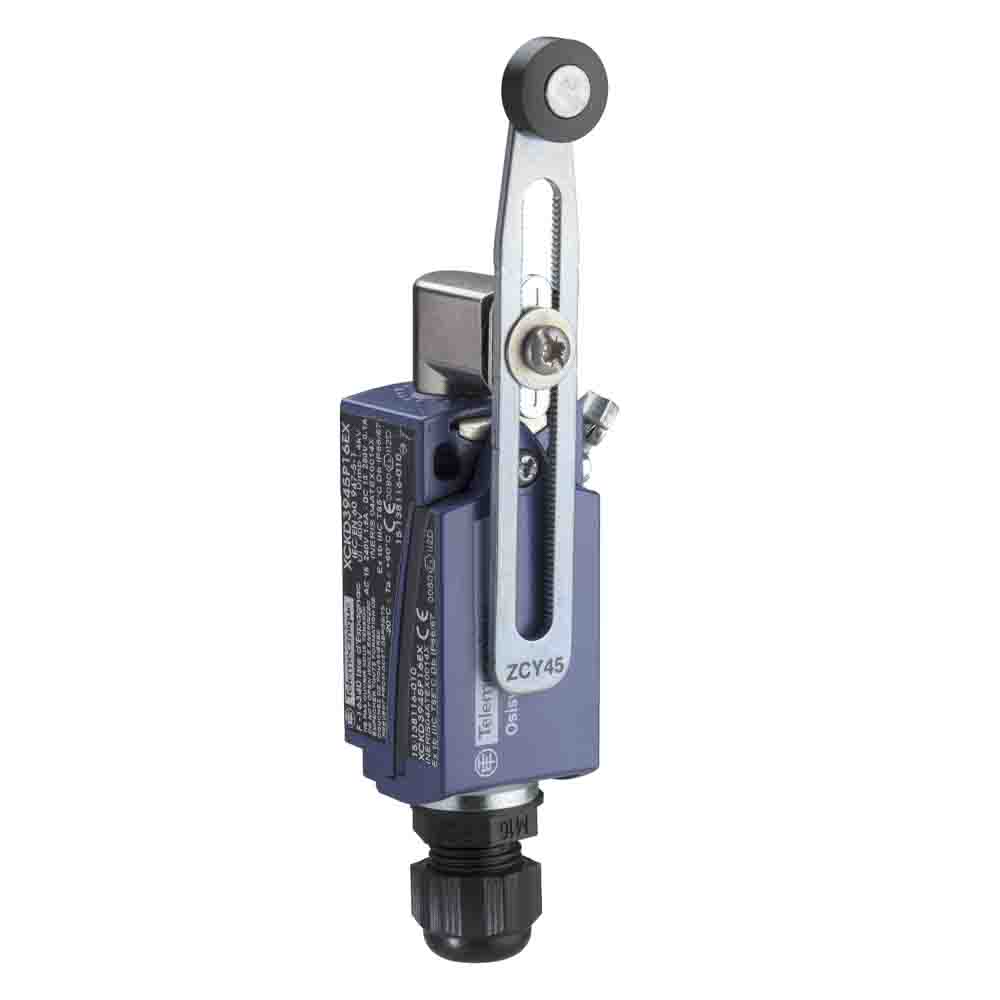 Telemecanique Sensors XCKD Series Roller Lever Limit Switch, 2NC/1NO, IP66, IP67, DP, Zinc Alloy Housing, 600V ac Max,