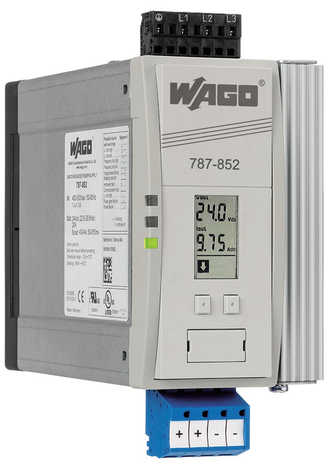 WAGO 787 Switched Mode DIN Rail Power Supply, 400V ac Input, 24V dc dc Output, 20A Output, 480W