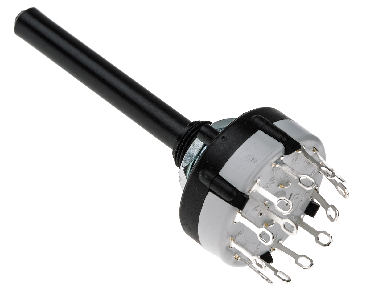 Lorlin, 12 Position SPST Rotary Switch, 150 mA @ 250 V ac, Solder Tab