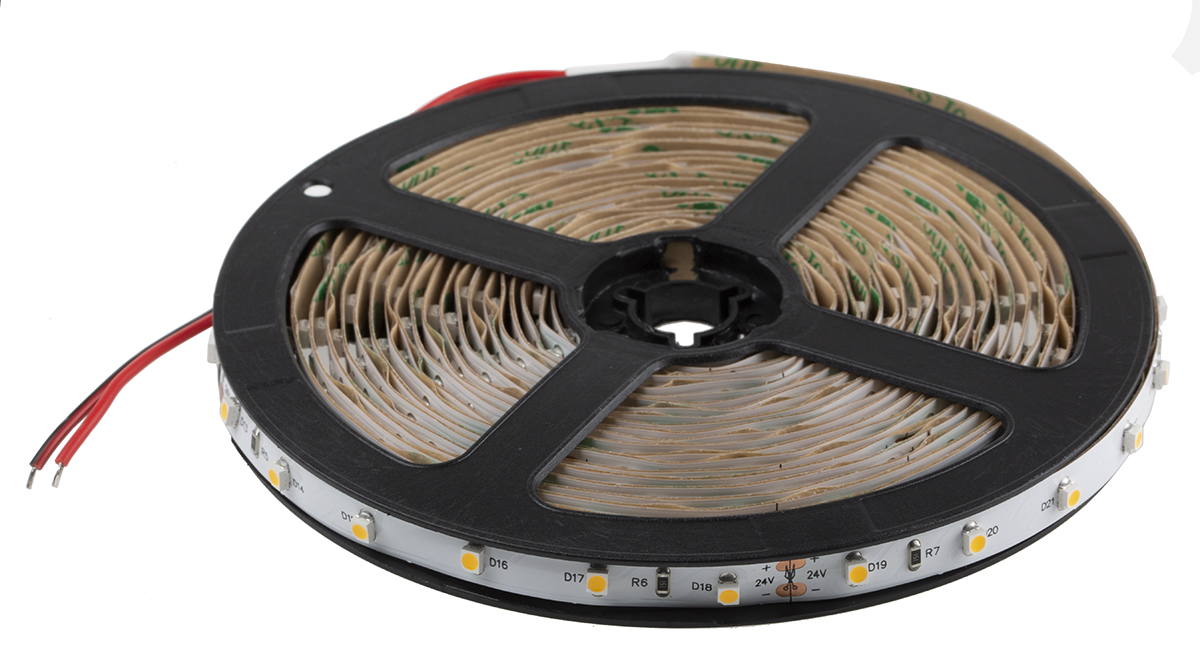 RS PRO 24V White LED Strip Light, 2700 → 3200K Colour Temp, 5m Length