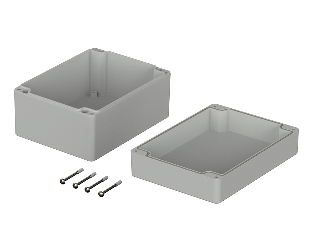 Bopla Euromas Series Grey ABS Enclosure, IP66, Flanged, Grey Lid, 160 x 120 x 90mm