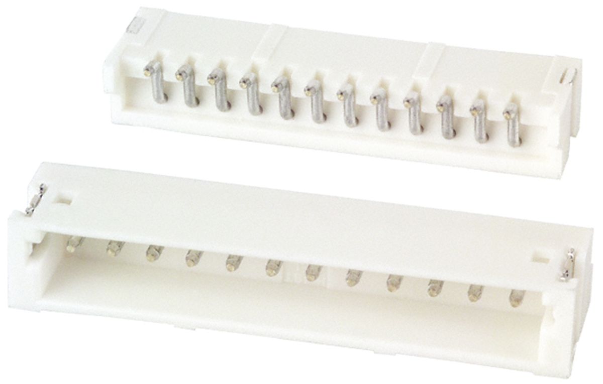 JST ZH Series Right Angle Through Hole PCB Header, 12 Contact(s), 1.5 mm Pitch, 1 Row, Shrouded