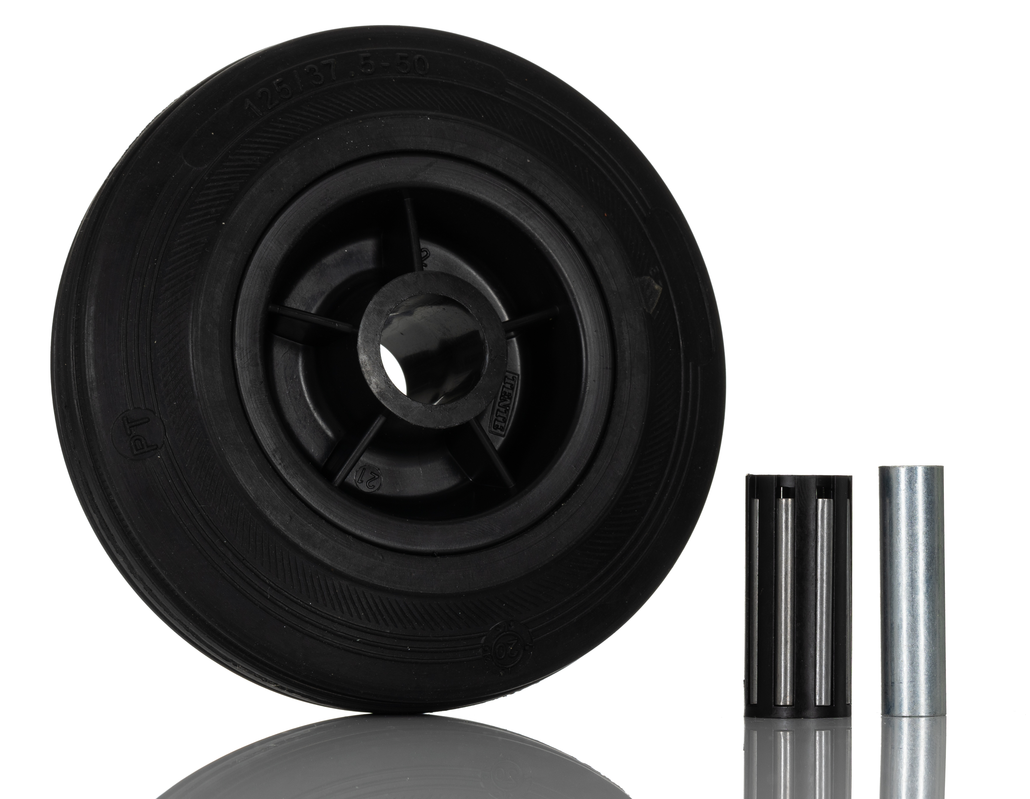 Tente Black Rubber Ageing Resistant Trolley Wheel, 100kg