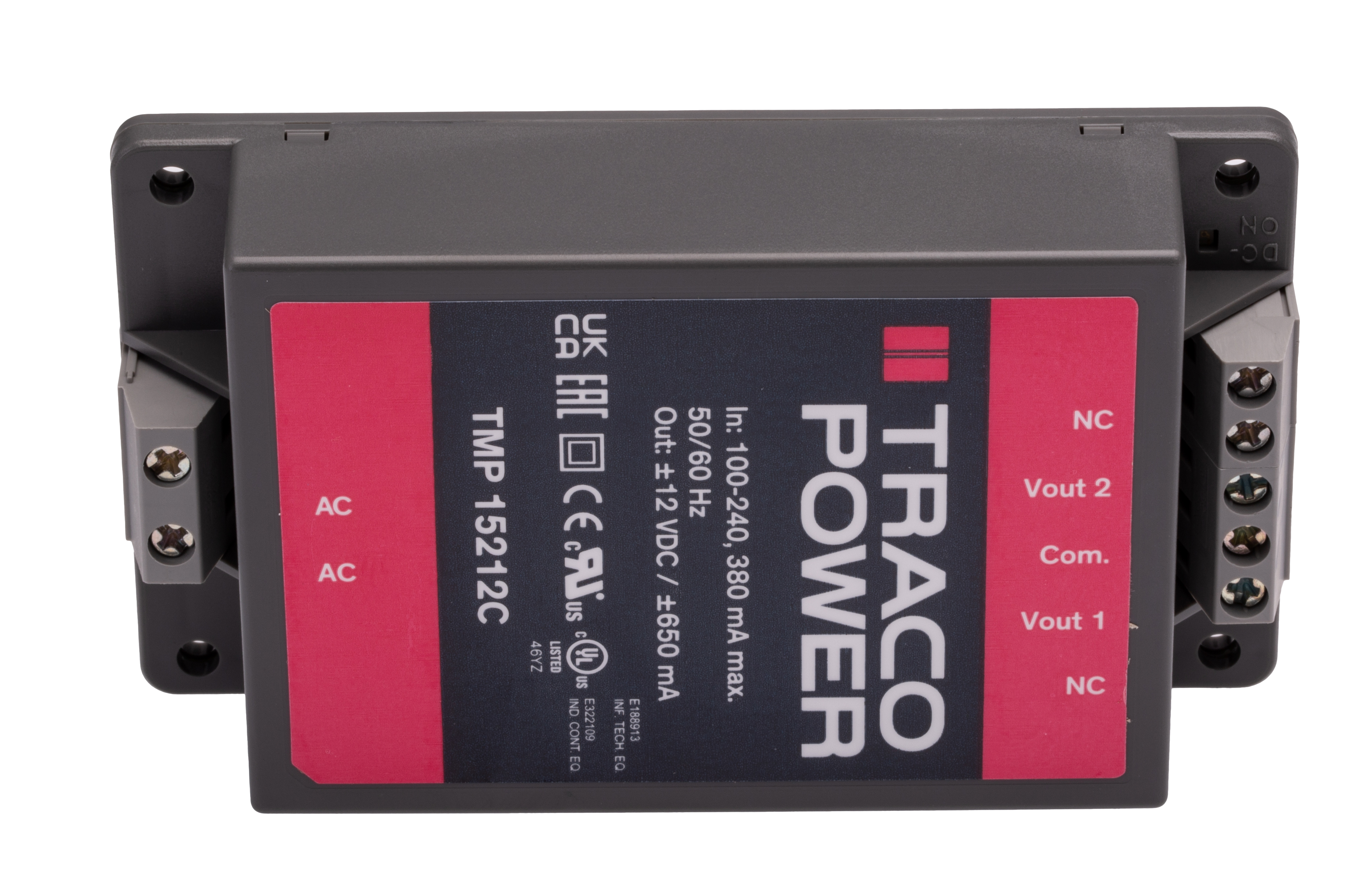 TRACOPOWER Switching Power Supply, TMP 15212C, ±12V dc, 650mA, 15W, Dual Output, 120 → 370 V dc, 85 → 264